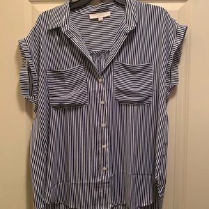 LOFT blue white top